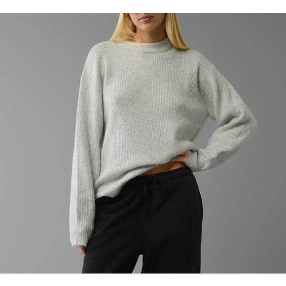 American Eagle Crewneck Ribbed Soft Long Sleeve Sweater Gray Small - Picture 1 of 7